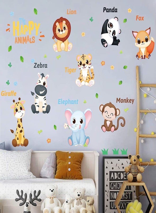 Supzone Jungle Animal Wall Decal Kids Educational Wall Stickers Monkey Lion Giraffe Wall Decor DIY Vinyl Mural Art for Kids Baby Nursery Playroom Bedroom Living Room Home Decoration - Image 5